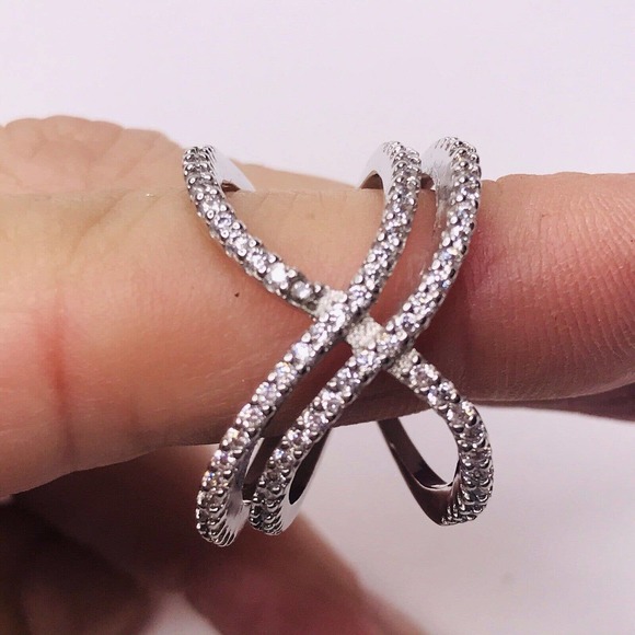 Infinity Ring Size 9 Silver Tone Rhinestone Stamped CNGM - Picture 6 of 7